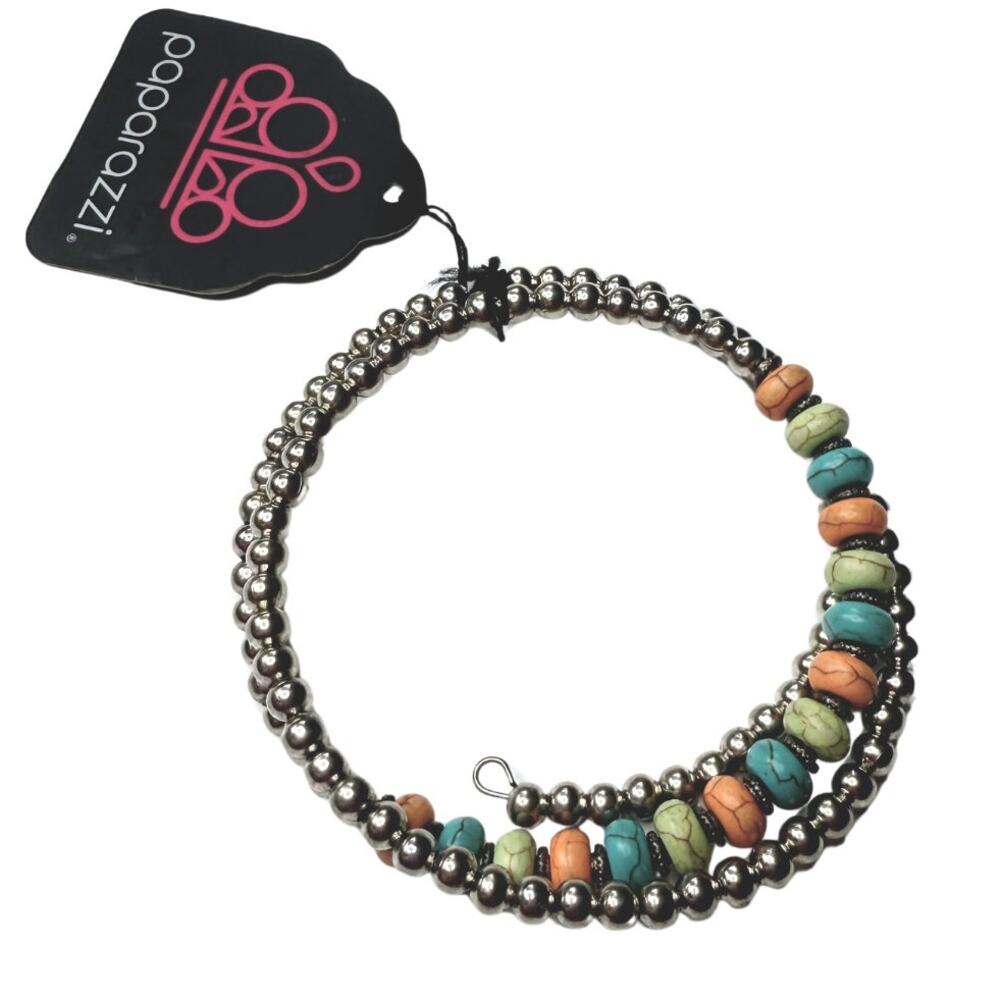 Paparazzi Multi-Layer Beaded Stackable Infinity Wrap Bracelet Silver Earthy New
